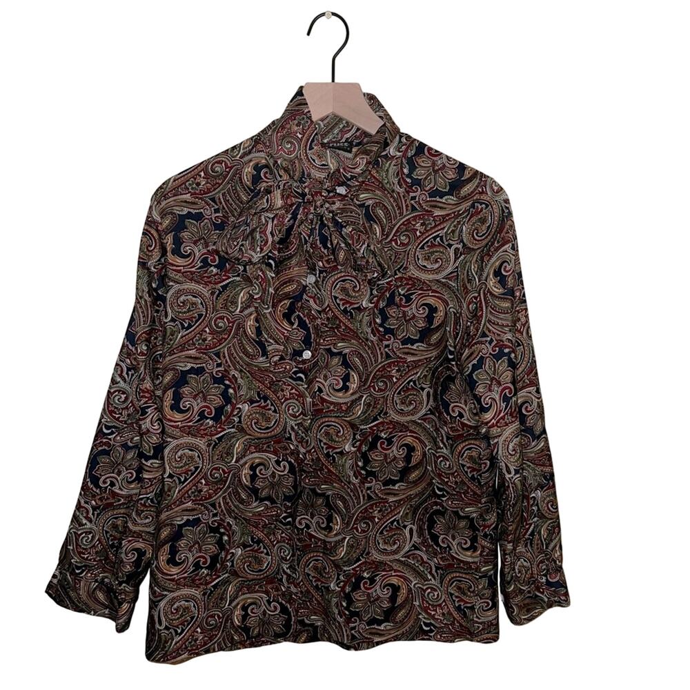 VNTG RRRRUSS western rodeo cowgirl event paisley button up shirt M